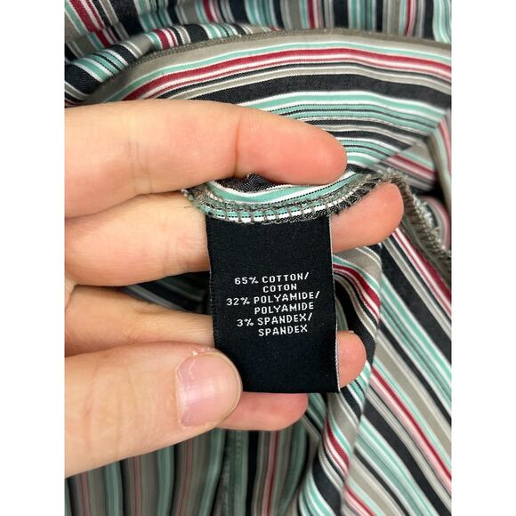 LAFAYETTE 148 Striped Snap Up Shirt Long Sleeve Cotton Blend Multicolor Size 2 - Picture 5 of 6